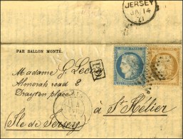Etoile / N° 36 + 37 Càd PARIS (60) 4 JANV. 71 Sur Gazette N° 22 Pour St Helier (Jersey). Au Verso,... - War 1870
