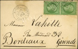 GC 2793 / N° 20 Paire Càd PARIS / PASSY-LES-PARIS 25 OCT. 70 Sur Carte Pour Bordeaux Sans Càd... - Guerra Del 1870