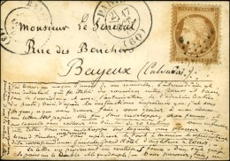 Etoile / N° 36 Càd PARIS (60) 17 OCT. 70 Sur Carte Pour Bayeux Avec Superbe Texte Au Recto Mentionnant... - War 1870