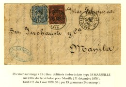 Càd MARSEILLE / N° 90 + 91 Sur Lettre Pour Manille. 1878. - SUP. - R. - Other & Unclassified