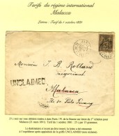 Càd PARIS / PL. DE LA BOURSE / N° 97 Sur Lettre Pour Malacca. Au Recto Griffe UNCLAIMED. 1891.... - Autres & Non Classés