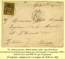 Càd BREST / FINISTERE / N° 93 Sur Lettre Adressée à Saigon. 1878. - TB / SUP. - R. - Andere & Zonder Classificatie