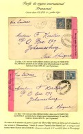 Lot De 2 Lettres Affranchies à 25c Pour Johanesburg (Transvall) Avec Griffes Et étiquettes De Censure... - Other & Unclassified
