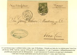 Càd BORDEAUX / GIRONDE / N° 72 Sur Lettre Pour Vera Cruz. 1878. - TB / SUP. - Other & Unclassified