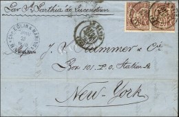 Càd T 17 LE HAVRE (74) / N° 67 Paire Sur Lettre Pour New-York. 1878. - TB. - R. - Andere & Zonder Classificatie