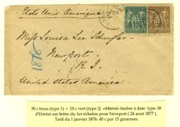 Càd T 18 ETRETAT / SEINE INFERIEURE / N° 69 + 76 Sur Lettre Pour Newport. 1877. - TB. - R. - Andere & Zonder Classificatie