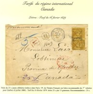 Càd PARIS / PL. DU THEATRE FRANCAIS / N° 92 (2) Sur Lettre Recommandée Pour Québec. 1880.... - Andere & Zonder Classificatie