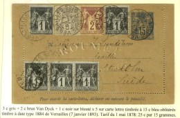 Càd VERSAILLES / ENTIER 15c + 83 (5) + 85 + 87 Pour Stockholm (Suède). 1893. - TB / SUP. - Autres & Non Classés