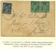 Càd T25 HAUSSONVILLE / ALGER / N° 75 (2) + 90 Sur Lettre Pour St Marin. 1888. - TB. - R. - Autres & Non Classés