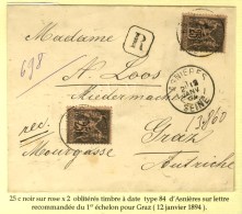 Càd ASNIERES / SEINE / N° 97 (2) Sur Lettre Recommandée Pour Graz (Autriche). 1894. - SUP. - Andere & Zonder Classificatie