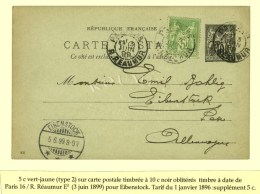 Càd De Lev. Exp. PARIS 16 / R. REAUMUR E2 Sur Entier 10c + N° 102 Pour Eibenstock. 1899. - TB. - R. - Autres & Non Classés