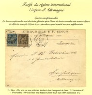 Càd Hexa De Lev. Exp. PARIS / PL. VENTADOUR E1 / N° 90 + 97 Sur Lettre Pour Francfort. 1889. - SUP. - R. - Andere & Zonder Classificatie