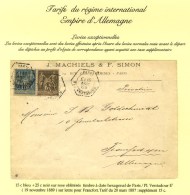 Càd Hexa De Lev. Exp. PARIS / PL. VENTADOUR E1 / N° 90 + 97 Sur Lettre Pour Francfort. 1889. - SUP. - R. - Sonstige & Ohne Zuordnung