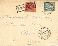 Càd LE HAVRE-PORT / SEINE-INFRE / N° 90 + Griffe Encadrée EXPRÈS / N° 98 Sur Lettre... - 1876-1878 Sage (Typ I)