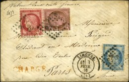 GC 1730 / N° 54 + 57 + 60 Càd T 17 LIMOGES (81) Sur Lettre Chargée. - TB. - 1871-1875 Cérès