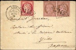 GC 2145 / N° 54 Paire + N° 57 Càd T 17 LYON (68) Sur Lettre Avec Texte Pour Yedo. Au Verso,... - 1871-1875 Ceres