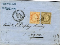 GC 1705 / N° 38 + 56 Càd T 23 GRANNE (25) Sur Lettre 3 Ports Pour Lyon. 1873. - TB / SUP. - R. - 1871-1875 Ceres