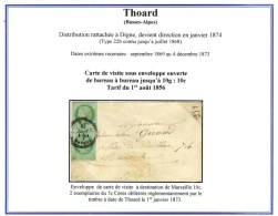 Càd T 23 THOARD (5) / N° 53 (2) Sur Enveloppe Carte De Visite. 1873. - TB / SUP. - RR. - 1871-1875 Ceres