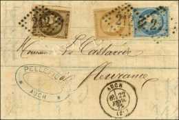 GC 212 / N° 47 Superbes Marges + 59 + 60 Càd T 17 AUCH (31) Sur Lettre 3 Ports Pour Fleurance. 1872. -... - 1870 Bordeaux Printing