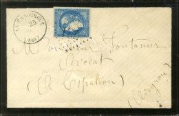 GC 721 / N° 44 Belles Marges Càd T 16 LA CANOURGUE (46) Sur Lettre Pour Espalion. 1870. - TB / SUP. - R. - 1870 Bordeaux Printing