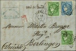 GC 2659 / N° 42 (2) + 46 Càd T 17 NIMES (29) Sur Lettre Pour La Suisse. 1871. - TB. - R. - 1870 Uitgave Van Bordeaux