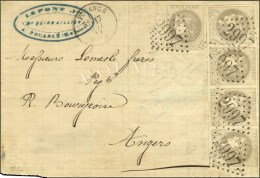 GC 2997 / N° 41 Bande De 4 Superbes Marges + 1 Ex Nuance Gris Lilas Càd T 16 POUANCE (47) Sur Lettre... - 1870 Emission De Bordeaux