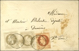 Càd T 16 MONISTROL (41) / N° 26 + 27 (2) Sur Enveloppe Carte De Visite Pour Dumières. 1872. - TB... - 1863-1870 Napoleone III Con Gli Allori