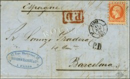 Rouleau De Pointillés / N° 16 Piquage Susse Càd PARIS (60) Sur Lettre Pour Barcelone. 1861. - TB... - 1853-1860 Napoléon III