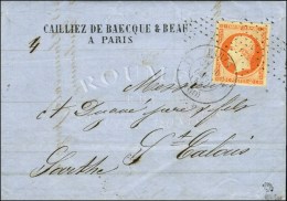 Roulette D'étoiles / N° 16 Càd PARIS 60 Sur Lettre 2 Ports Pour St Calais. 1855. - SUP. - R. - 1853-1860 Napoléon III.