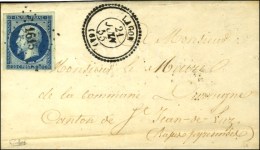 PC 1615 / N° 14 Bleu Foncé Sur Vert, Très Belles Marges Càd T 122 LAGOR (64) Sur Lettre... - 1853-1860 Napoléon III.