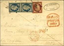 Etoile / N° 6 + 10 Paire Càd Rouge (1) Bau CENTRAL (1) / PARIS 26 AVRIL 53 Sur Lettre Adressée... - 1849-1850 Cérès