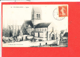 02 VIC Sur AISNE Cpa Animée L ' Eglise             60 Monnet - Vic Sur Aisne