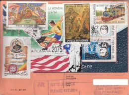 61670- SOCCER, ICONS, TRAINS, SPACE, COSMOS, STAMPS ON CONFIRMATION OF RECEIPT, 1995, ROMANIA - Storia Postale