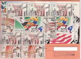61671- SOCCER, GYMNASTICS, STAMPS ON CONFIRMATION OF RECEIPT, 1995, ROMANIA - Storia Postale