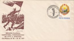 5311FM- ROMANIAN STATE INDEPENDENCE CENTENARY, 1877 WAR, SPECIAL COVER, 1977, ROMANIA - Cartas & Documentos