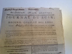 JOURNAL DU SOIR Et Recueil Complet Des Lois , 26 AVRIL 1797 - Newspapers - Before 1800