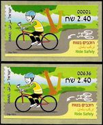 ISRAEL 2017 - Road Safety In Israel - Ride Safely - Philatelic Bureau ATM # 001 & Netanya ATM # 636 Labels - MNH - Andere (Aarde)