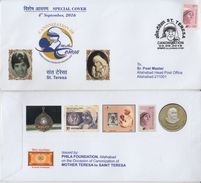 India  2016  Mother St. Teresa Canonization  ALLAHABAD  Special Cover    #  75022 D  Inde Indien - Madre Teresa