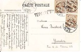 CACHET LINEAIRE DE " TERRITET  " SUR CARTE POSTALE - 1906 - TERRITET-VEYTAUX ET CHATEAU DE CHILLON - Storia Postale