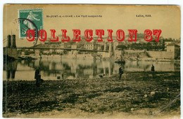 42 - SAINT JUST Sur LOIRE - VISUEL RARE COLORISE Du PONT SUSPENDU - CARTE ANCIENNE VOYAGEE 190X - Saint Just Saint Rambert