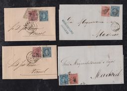 Spain 1877-78 4 Covers With 15c War Tax Stamp - Briefe U. Dokumente