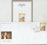 India  2016  Cannonization OF  Saint Mother Teresa   Stamp   On FDC #  92982  Inde Indien - Mère Teresa