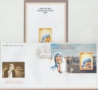 India  2016  Cannonization OF  Saint Mother Teresa   M/S   On FDC #  92983  Inde Indien - Madre Teresa