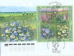 Russia 2014 FDC Flora Wild Flowers Nature Flower Stamps Michel 2027-2030zd Cancellation Place - Moscow - FDC