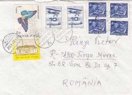 61854- BUTTERFLY, CASTLE, PLANE, POST SERVICES, STAMPS ON COVER, 2001, HUNGARY - Briefe U. Dokumente