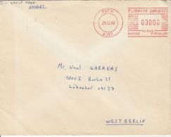 61865- AMOUNT 3000, FATIH, RED MACHINE STAMPS ON COVER, 1982, TURKEY - Covers & Documents