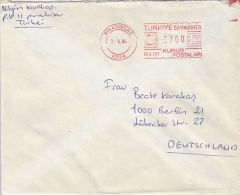 61870- AMOUNT 7000, PINARHISAR, RED MACHINE STAMPS ON COVER, 1984, TURKEY - Lettres & Documents