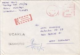 61880- AMOUNT 200, RED MACHINE STAMPS ON REGISTERED COVER, 1988, TURKEY - Lettres & Documents