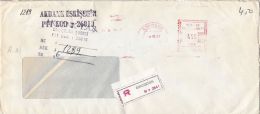 5344M- AMOUNT 450, ESKISEHIR, RED MACHINE STAMPS ON REGISTERED COVER, 1987, TURKEY - Briefe U. Dokumente