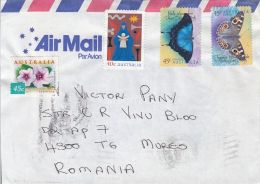 61891- FLOWER, CHRISTMAS, BUTTERFLY, STAMPS ON COVER, 2000, AUSTRALIA - Cartas & Documentos